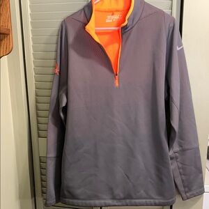 Nike Gray and Orange Quarter-Zip Pullover